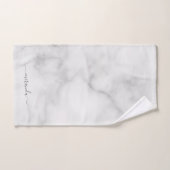 Marbre blanc de nom personnalisé de script moderne (Serviette à main)