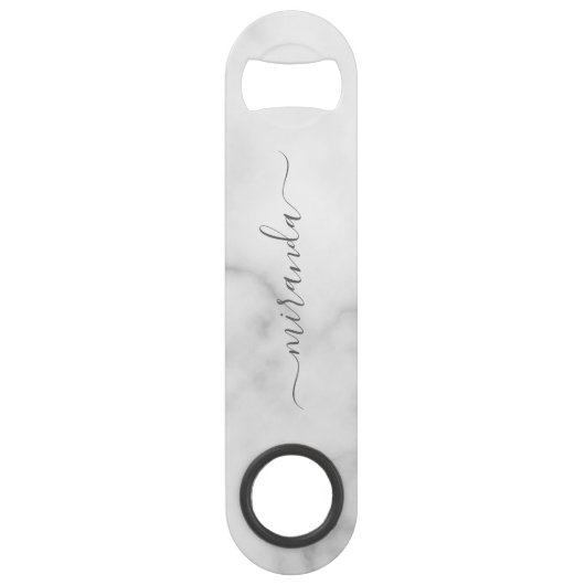 Marbre blanc de nom personnalisé de script moderne (Devant)