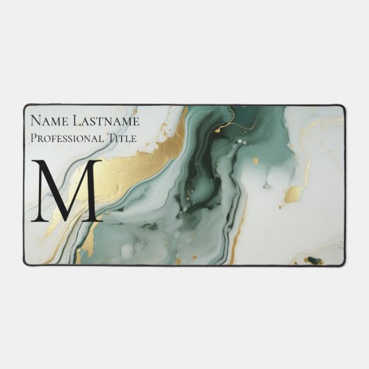 Marbre blanc d'or vert Monogramme sur mesure (Recto)