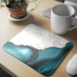 Marbre blanc doré Turquoise Bleu Agate<br><div class="desc">Le marbre blanc élégant et l'agate bleu turquoise doré à la parties scintillant en faux or se combinent dans ce design luxueux.</div>