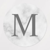 Marbre blanc Élégant Étiquettes Monogramme (Design 2)