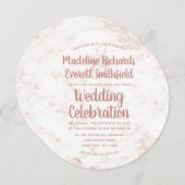 Marbre blanc et blanc Rose or Faire-part de mariag (Devant / Derrière)