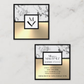 Marbre blanc et carte de visite carré or Faux (Devant / Derrière)