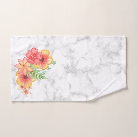 Marbre blanc Et Fleurs (Serviette à main)