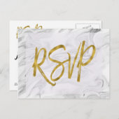 Marbre blanc et noir RSVP Faire-part de mariage Ré (Devant / Derrière)