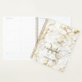 Marbre blanc et or avec monogramme noir (Devant avec enveloppe)
