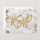 Marbre blanc et or RSVP Faire-part de mariage Répo (Devant / Derrière)