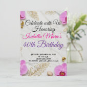 Marbre blanc et orchidée rose Invitation d'anniver (Debout devant)