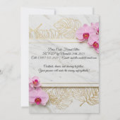 Marbre blanc et orchidée rose Invitation d'anniver (Dos)