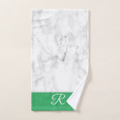 Marbre blanc et vert Monogramme initial (Serviette à main)
