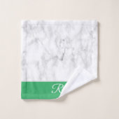 Marbre blanc et vert Monogramme initial (Gant de toilette)