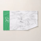 Marbre blanc et vert Monogramme initial (Serviette à main)
