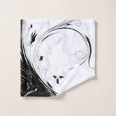 Marbre blanc, Graphique en fibre noire (Gant de toilette)