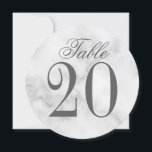 Marbre blanc Mariage Cercle Numéro de table<br><div class="desc">Mariage Circle Table Number Card contient le titre "Table" en gris élégant style de police script avec le numéro de table en gris serif style de police sur blanc marbre arrière - plan. Idéal aussi pour la douche nuptiale,  dîner de répétition,  fête d'anniversaire,  restaurants,  fêtes et événements spéciaux.</div>