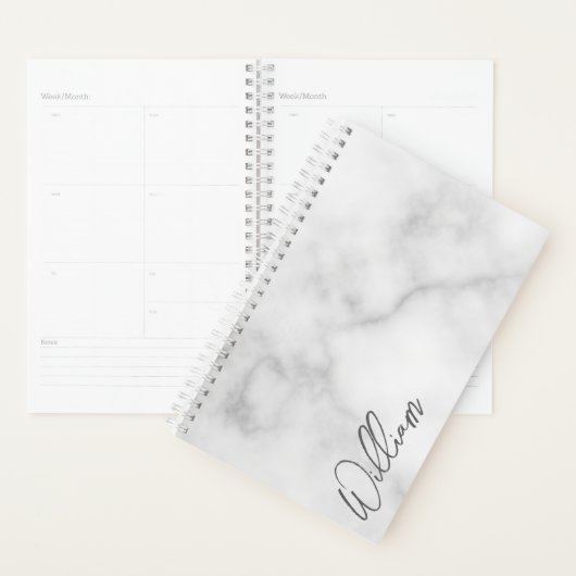 Marbre blanc Modern Script Nom personnalisé (Devant avec enveloppe)