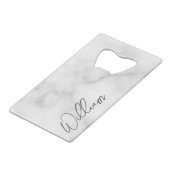 Marbre blanc Modern Script Nom personnalisé (Devant Angle)