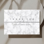 Marbre blanc moderne Carte de remerciements Partie<br><div class="desc">Marbre blanc et gris moderne avec carte de remerciements en parties scintillant argentée. Pour une personnalisation plus avancée de cette conception,  cliquez sur le lien "Customiser plus loin". Des articles correspondants sont également disponibles.</div>