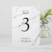 Marbre Blanc Moderne | Cartes de numéro de table (Debout devant)