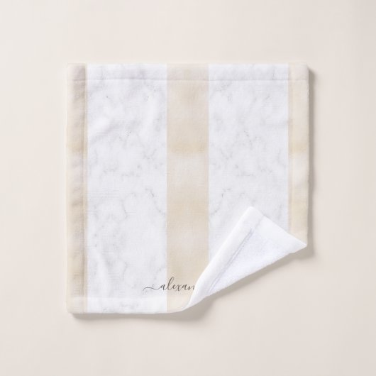 Marbre blanc moderne Custom Elegance Crème (Gant de toilette)