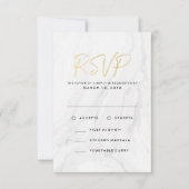 Marbre blanc moderne Gold Wedding RSVP Menu Option (Devant)