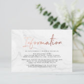 Marbre blanc moderne Rose or | Carte d'information (Debout devant)