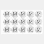 Marbre blanc Monogramme minimaliste Étiquettes (Feuille)