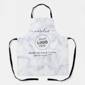 Marbre blanc Nom et logo salon de coiffure tablier (Recto)