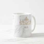 Marbre blanc Nom personnalisé Mug (Devant droit)