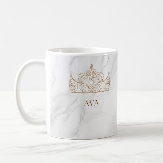 Marbre blanc Nom personnalisé Mug (Gauche)