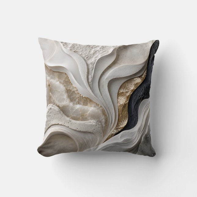 Marbre Blanc Or Abstrait | Coussin de Luxe (Recto)