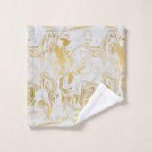 Marbre blanc or Monogramme en marbre simple (Gant de toilette)