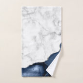 Marbre Blanc Pailleté Argent Agate Bleu Marine (Serviette à main)