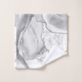 Marbre Blanc Paillettes Argent Agate Élégant (Gant de toilette)