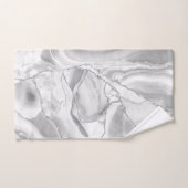 Marbre Blanc Paillettes Argent Agate Élégant (Serviette à main)
