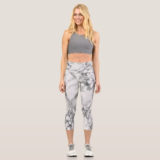 Marbre blanc Pierre Capri Leggings Design moderne (Recto)