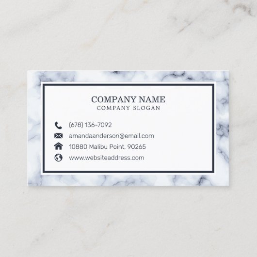 Marbre blanc professionnel minimal| Carte de visit (Dos)