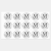 Marbre blanc Professionnel Monogramme et Étiquette (Feuille)