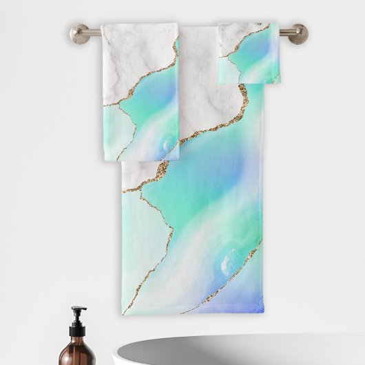 Marbre blanc Purple Vert Bleu Agate Or Parties sci