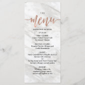 Marbre blanc & Rose Gold Elegant Wedding Menu (Devant)