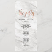 Marbre blanc & Rose Gold Elegant Wedding Programme (Dos)