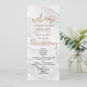 Marbre blanc & Rose Gold Elegant Wedding Programme (Debout devant)