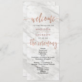 Marbre blanc & Rose Gold Elegant Wedding Programme (Devant / Derrière)