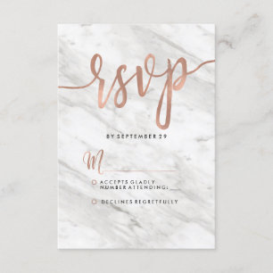 Marbre blanc & Rose Or Mariage moderne RSVP