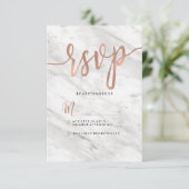 Marbre blanc & Rose Or Mariage moderne RSVP (Debout devant)