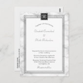 Marbre blanc tout en un Invitation RSVP l Site (Devant / Derrière)