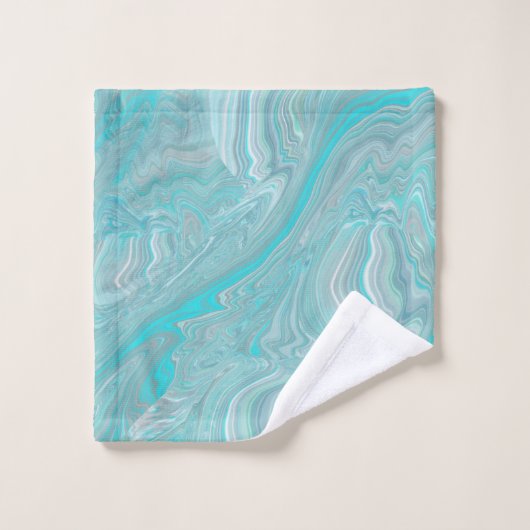 Marbre blanc Turquoise Art Abstrait (Gant de toilette)