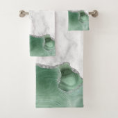 Marbre Blanc Vert Sauge Agate Paillettes Argentées (En situation)