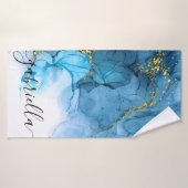 Marbre bleu Abstrait (Serviette de bain)