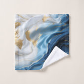 Marbre bleu, blanc, or sur soie (Gant de toilette)