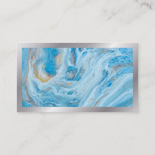 Marbre bleu | Carte de visite de code QR (Dos)